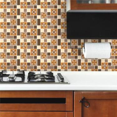 Imagem de Papel de Parede Pastilha em Tons de Marrom e Laranja 250 - Geral