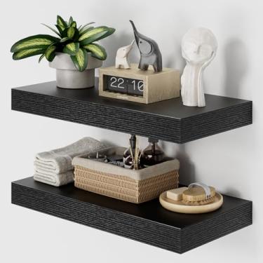 Imagem de Heimlove Prateleiras flutuantes pretas profundas de 30,5 cm, para parede, 61 cm, conjunto de 2, prateleiras montadas na parede para livros, sala de estar, lavanderia, quarto, cozinha, escritório em