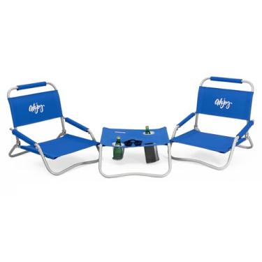 Imagem de #WEJOY Conjunto De 2 Cadeiras Praia E Mesa, Baixas Dobráveis Para Adultos, Cadeira Leve Áreas Externas Com Bolsa Transporte Gramado, Acampamento, Piquenique, Esportivo Mesa Azul