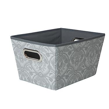 Imagem de Laura Ashley Medium Grommet Bin in Almeida Storage Basket, Dove Grey