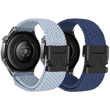 Imagem de Pacote com 2 pulseiras de relógio trançadas de nylon compatíveis com Samsung Galaxy Watch 7/6/5/4/Active 2 de 40 mm/44 mm, Galaxy Watch 3 de 41 mm, Gear S2 Classic/Sport de 42 mm, pulseira de relógio