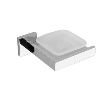 Imagem de Conjunto de acessórios para banheiro em aço inoxidável cromado, toalheiro, porta-toalhas, porta-lenços, gancho para roupão, acessórios para banheiro (saboneteira)