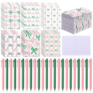 Imagem de Sayglossy 36 Sets Witch Themed Gifts Pink and Green Bow Crown Mini Notebooks Notepads and Ballpoint Pens Magical Birthday Party Favors Pink and Green Party Favor Back to School Classroom