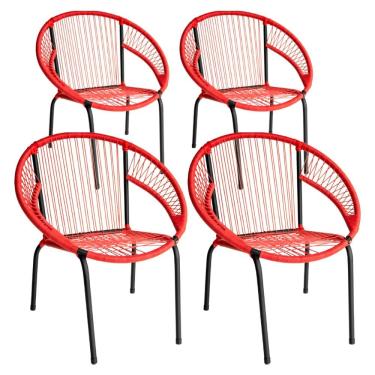 Imagem de Kit 4 Cadeira de Área Eclipse Tramado Fibra Sintética e Aço