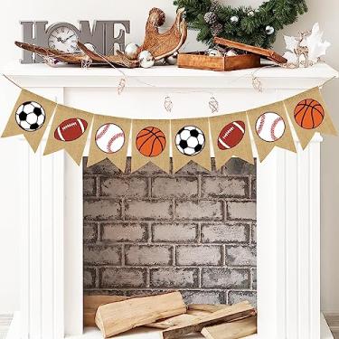 Imagem de Doumeny Bandeira De Juta Esportiva, Guirlanda Bandeiras Beisebol, Tema Esportivo, Festa Pendurada, Futebol Americano, Basquete, Futebol, Para Aniversário, Chá Bebê, Decoração Clube