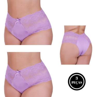 Imagem de Kit 3 Calcinha Plus Size de Renda Tanga Grande 46 48 50 52 54 - c5 KIT