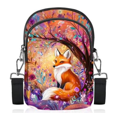 Imagem de FyLybois Bolsa transversal feminina para celular, bolsa de ombro casual, carteira com alça ajustável para viagens, Laranja