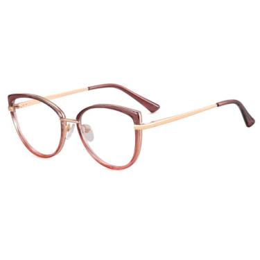 Imagem de Óculos de grau gatinho feminino com dobradiça de mola e bloqueio de luz azul (6)