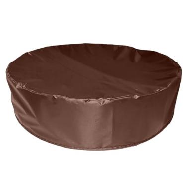 Imagem de menolana Capa de piscina redonda, capa protetora de caixa de areia à prova d'água para piscina acima do solo, areia de jardim e brinquedos, longe de poeira, Café 160x30cm