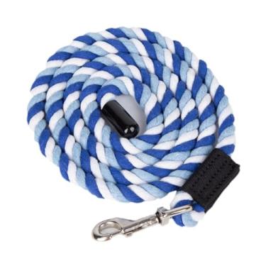 Imagem de menolana Corda de guia para cavalo, guia de desempenho equino, gado, caminhada forte, exibição de animais de estimação, corda de cabresto, fixação rápida de, Branco Azul