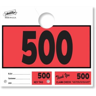 Imagem de Versa-Tags 100 etiquetas de serviço de revendedor de carros, números de despacho de serviço, etiquetas de chave numeradas do departamento de reparo para oficina mecânica