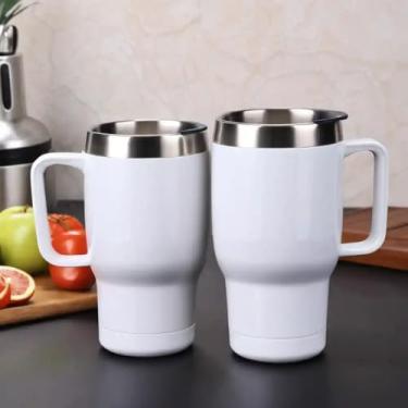 Imagem de Caneca Térmica Parede Dupla em Aço Inox Branca 650ml com Base Antiderrapante - Estilo Esportivo