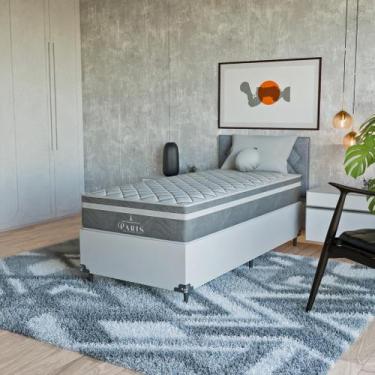 Imagem de Cama Box Solteiro + Colchão Paris Molas Ensacadas Cinza - eShop casa