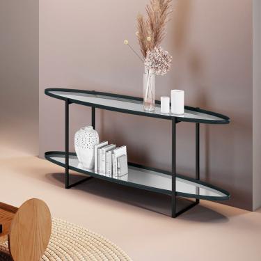 Imagem de Aparador Espelhado para Sala de Jantar Agnes em Madeira Maciça Ébano Metal Preto