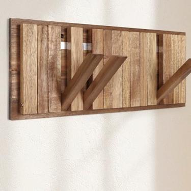 Imagem de KYIAANY Cabide de parede para entrada: Suporte de madeira rústica dobrável com 8 ganchos 42 cm cabide decorativo de piano para casa de banho de casa de banho para toalha (estilo elegante)