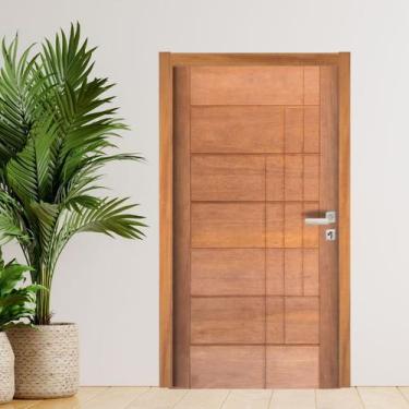 Imagem de Porta Completa BBB 03 Frisos 92x210cm em Madeira Maciça Cedro Arana - 