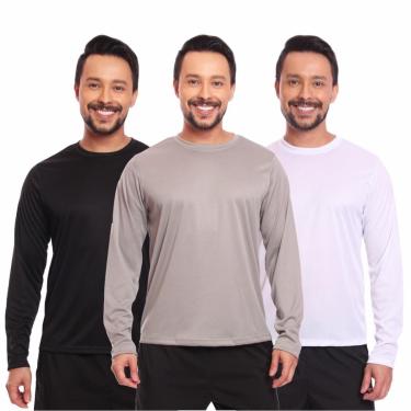Imagem de Kit 3 Camisas Segunda Pele Proteção Solar Uv Térmica Corrida Bike-Masculino