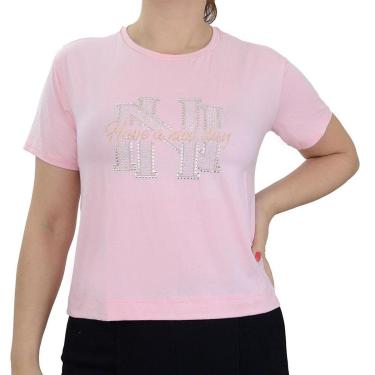 Imagem de Camiseta Feminina Olho Fatal MC Viscose Rosa Penelope - 6013-Feminino