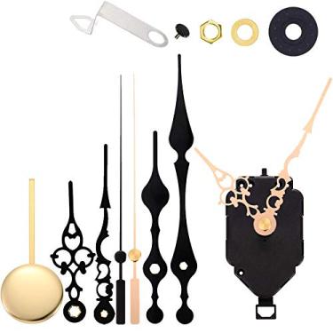 Imagem de Movimento de relógio de pêndulo de quartzo, peças de reposição para reparo de mecanismos de parede DIY com 3 pares de mãos diferentes, espessura máxima de 1,5 cm, comprimento total do eixo de 1,5 m