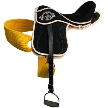 Imagem de Sela Selim Para Vaquejada Montaria Em Couro Preta selote - selaria sho
