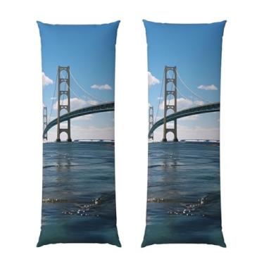 Imagem de Capa de travesseiro corporal com zíper oculto, fronha longa de microfibra macia e respirável para travesseiro corporal, capas de travesseiro de ponte suspensa Mackinac para dormir presente para cama
