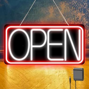 Imagem de 55,88 cm x 28 cm letreiros abertos neon de LED para negócios, grandes placas abertas, plugue elétrico com interruptor ON/OFF, placa aberta ultra brilhante para bar, salão, cafeterias, clube hotel