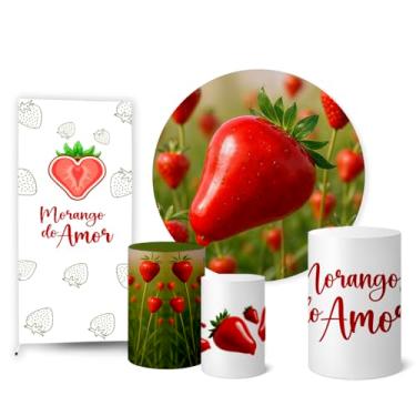 Imagem de Trio Capas Cilindro + Painel Sublimado + Lateral Morango do Amor (K2MRG0003)