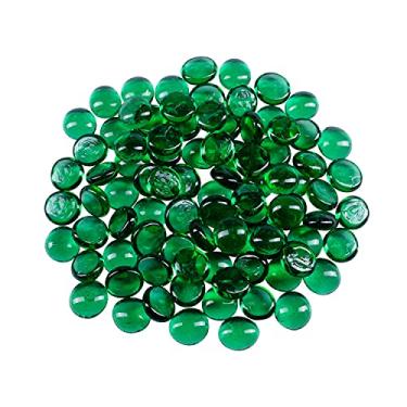 Imagem de Galashield Mármore de vidro plano verde para vasos e pedras preciosas de vidro, enchimento de vaso de pedrinhas (450 g, aproximadamente 100 peças)