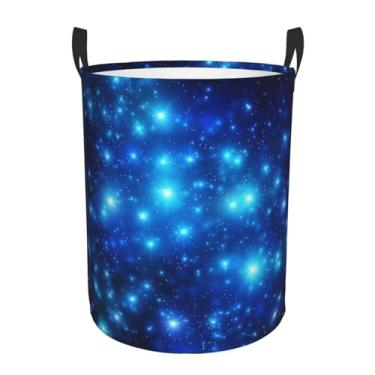 Imagem de Cesto de lavanderia com estrelas brilhantes azuis, dobrável, impermeável, cesto de armazenamento de roupas com alças, pano Oxford, organizador de brinquedos, cesta para banheiro, lavanderia, quarto