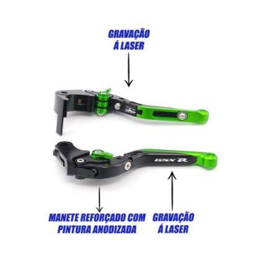 Imagem de Manete Esportivo Moto GSXR 750 GSXR 1000 LASER DUPLO - NoBrand, Preto 