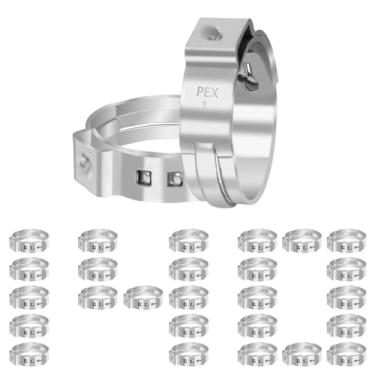 Imagem de Kodilin Pacote com 140 anéis de crimpagem 1 Pex, braçadeiras Pex de orelha única de aço inoxidável 304 resistentes para maior aderência e vedação de 360°, serve para conexões de encaixe de tubulação