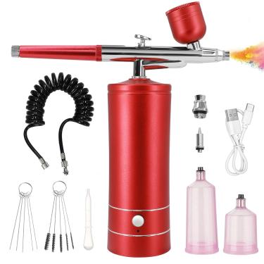 Imagem de Ykall Kit de Aerógrafo com Compressor, Pistola de Aerógrafo Portátil Automática com Ponta de 0,3 Mm, Pincéis de Ar Portáteis Recarregáveis para Pintura, Tatuagem, Arte Em Unhas, Coloração de Modelos,
