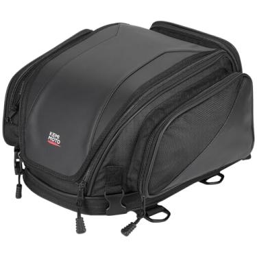Imagem de KEMIMOTO Bolsa traseira expansível 18-22L Sissy Bar compatível com Can-Am Ryker 900/600/Sport/Rally Edition, Oxford 1680D + couro PU à prova d'água/6 alças ajustáveis, bolsa traseira de viagem para