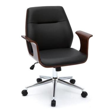 Imagem de Cadeira de Escritório Diretor Giratória Filipa Preta - Mobly