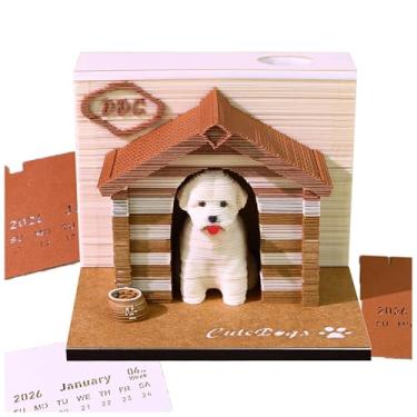 Imagem de LeatherleafWorth Calendário de relógio 3D 2026, bloco de notas artístico em papel com luz LED – Calendário de mesa removível para registro, planejador e rastreador de hábitos, marcador, presente e