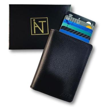 Imagem de Carteira Masculina Couro Eco Fibra Porta Cnh Rigido Cartão Cor Montana