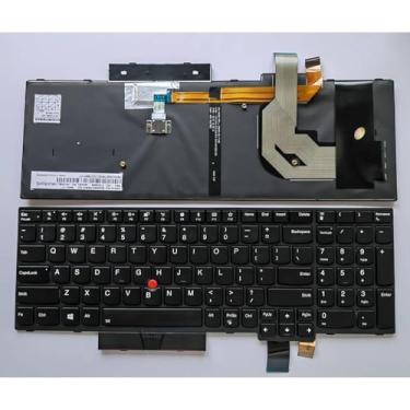 Imagem de Siakoocty Teclado de substituição para laptop US Layout para Lenovo ThinkPad T570 T580 P51s P52s 01HX287 208 01ER611 com moldura, TrackPoint, preto retroiluminado