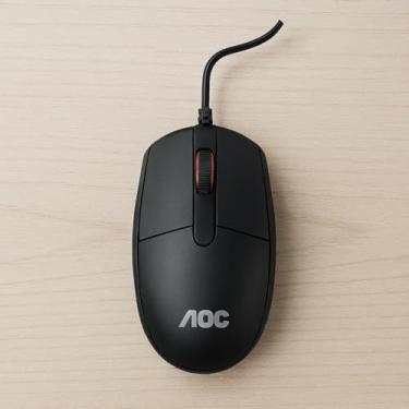 Imagem de Mouse com Fio Preto Ergonômico, Sensor 1000 DPI, Confortável, Conexão USB, Computador e Notebook, para Ambientes Corporativos, Escolares e Domésticos