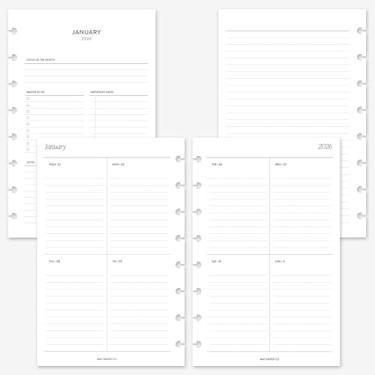 Imagem de MAY PAPER CO. 2026 meia carta 2025 semana em duas páginas agenda refil para caderno de 8 discos Levenger Circa Junior, Arc by Staples, TUL Junior 14 x 21 (borda vertical forrada)
