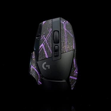 Imagem de Hokeyio Fita aderente para Logitech G502X Lightspeed Plus - antiderrapante, controle aprimorado, resistência ao suor, melhora a aderência de jogos FPS e proteção do mouse [pré-corte] preto roxo 0,5 mm