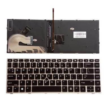 Imagem de Siakoocty Teclado de substituição para laptop US Layout para HP EliteBook 840 G5 840 G6 846 G5 846 G6 745 G5 com moldura, TrackPoint, prata retroiluminado