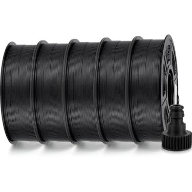 Imagem de IEMAI Pacote de filamento de impressora 3D PETG-CF 1,75 mm, pacote com 5 1 kg/carretel PETG reforçado com fibra de carbono preto, alta resistência, resistente ao calor e a impactos para modelos