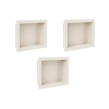 Imagem de Kit 3 Nicho Para Embutir Parede Banheiro Cozinha 30X40 Bege