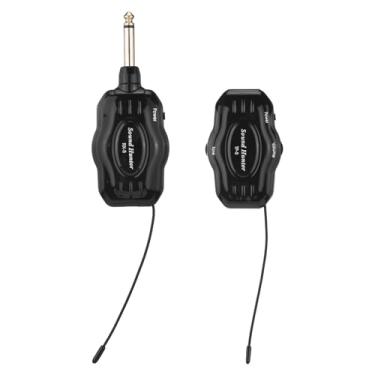 Imagem de Btuty Sistema de guitarra sem fio transmissor receptor conjunto de transmissão digital UHF com controle de tom de ganho ajustável para instrumentos elétricos de sopro de baixo (preto)