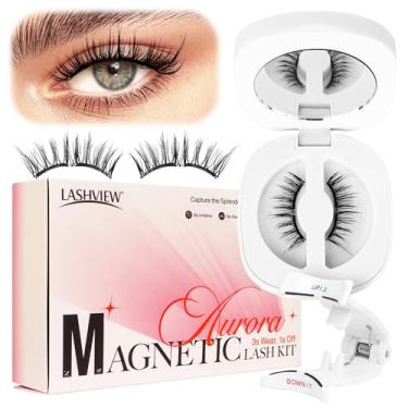 Imagem de LASHVIEW Cílios magnéticos atualizados com aplicador, cílios magnéticos macios reutilizáveis, aparência natural, sem necessidade de cola, cílios magnéticos, kit de cílios magnéticos, fácil de usar e