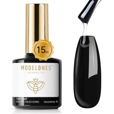Imagem de modelones Gel Top Coat, esmalte em gel de 15ml sem necessidade de limpeza, acabamento brilhante e transparente de longa duração para unhas de acrílico, precisa de lâmpada UV/LED para presente DIY em casa e salão de beleza de verão