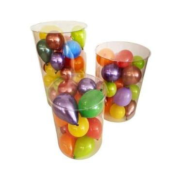 Imagem de Enfeite Trio Cilindro Transparente Acrílico Luxo Festa - Lúdica Artes