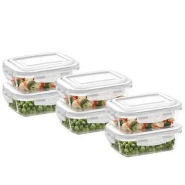 Imagem de Kit Com 6 Pote Vidro Hermetico Marmita Tampa Plastico 640ml - Belakaza