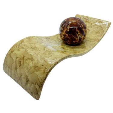 Imagem de Centro de Mesa Decorativo Rack Sala Cerâmica Marmorizada com Esfera - 