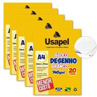 Imagem de Bloco Papel para Desenhar Pintar Colorir A4 100 folhas Branco 140g Esc
